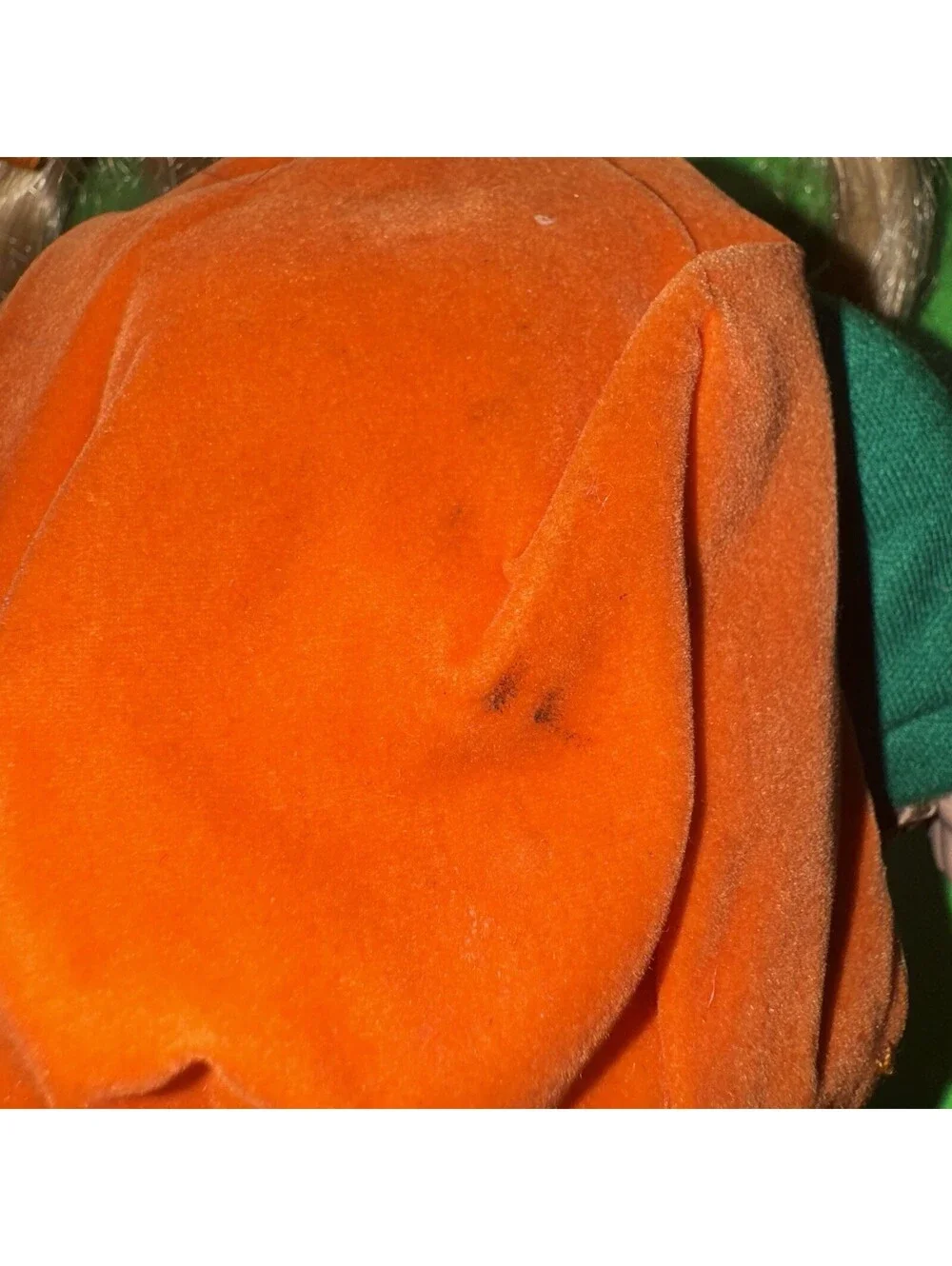 Vintage Blonde Porcelain Doll Pumpkin Costume Halloween Trick or Treat 9”